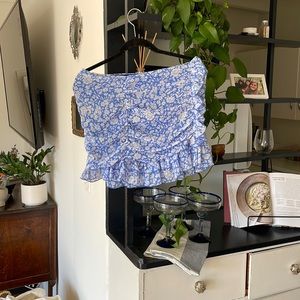 Zara blue frilly mini skirt size small